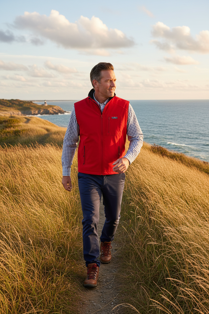 Tidal Wind Mens Vest Cardinal Red – Castaway Nantucket Island