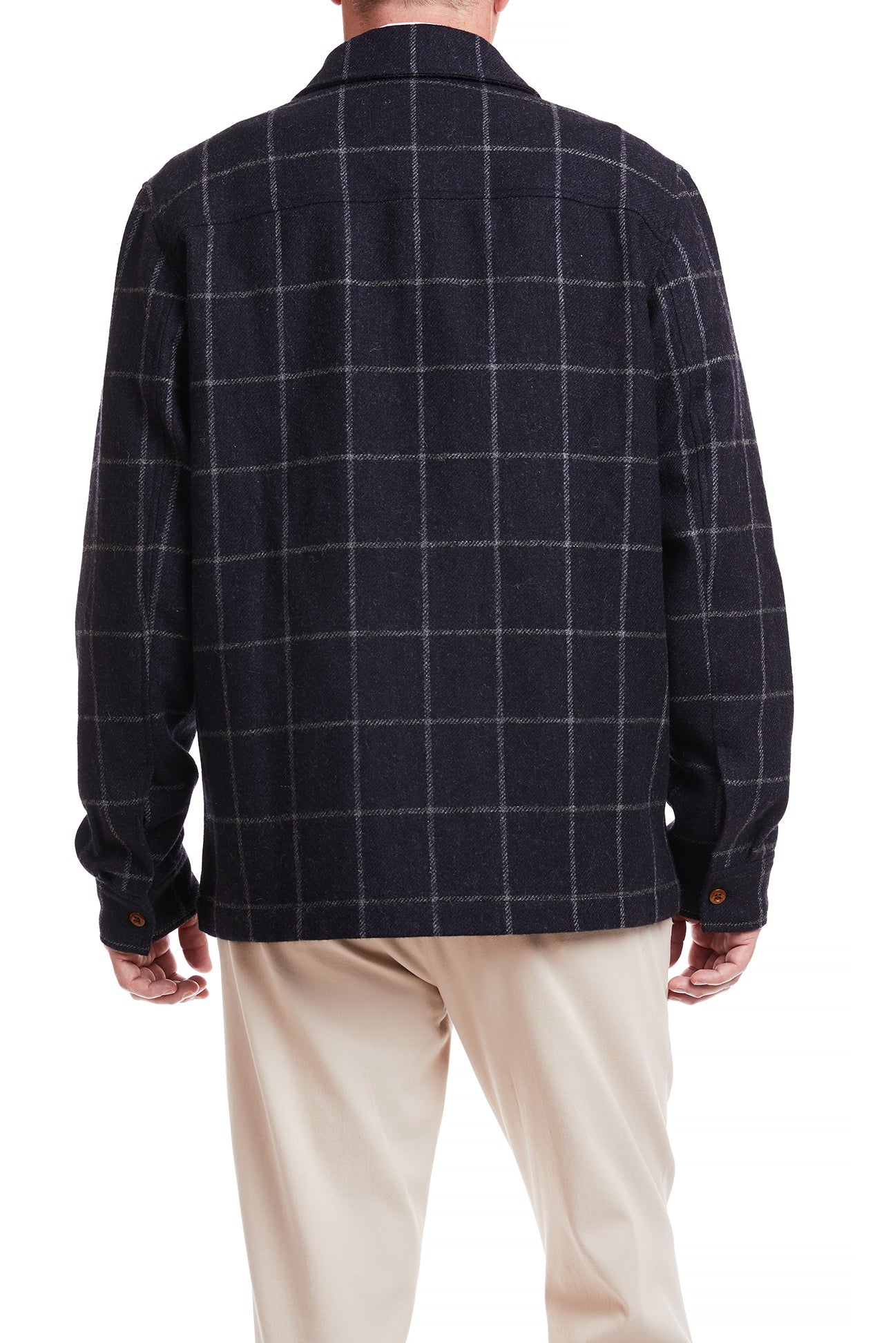 Tweedbank Milled Wool Jacket Dark Navy Windowpane MENS OUTERWEAR Castaway Nantucket Island