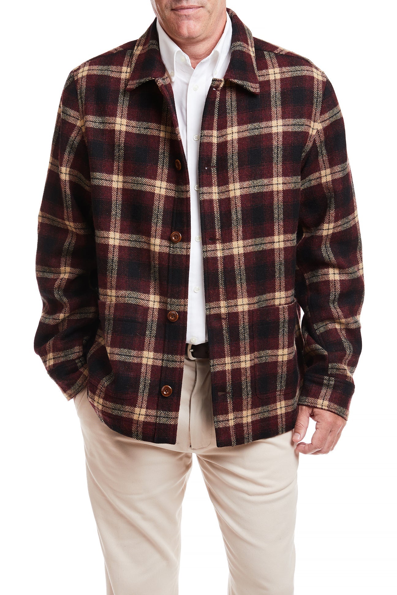 Tweedbank Milled Wool Jacket Red and Tan Plaid MENS OUTERWEAR Castaway Nantucket Island