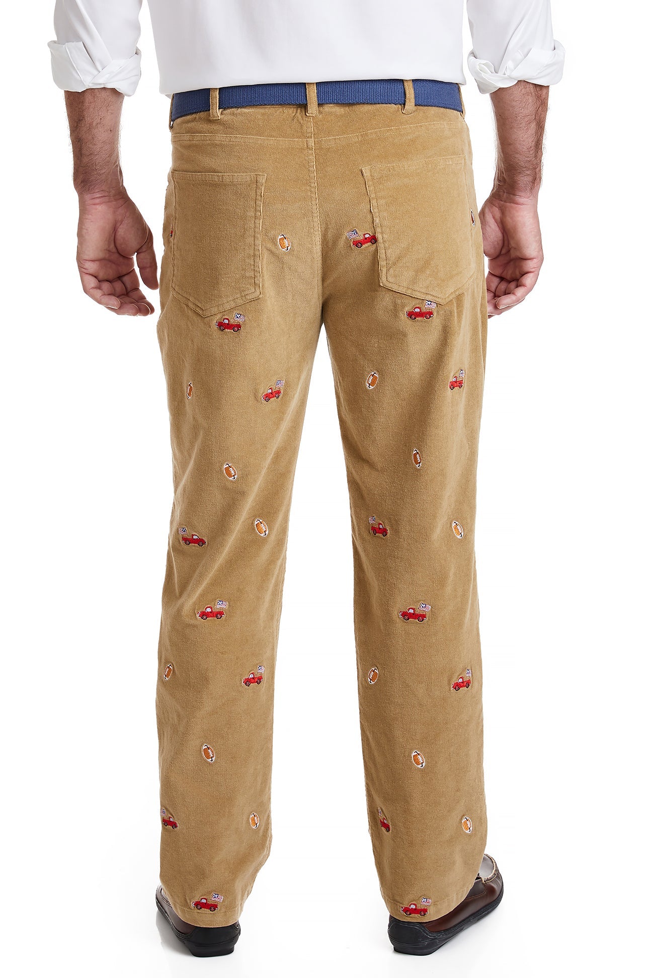 Wayfarer 5-Pocket 21 Wale Cord Khaki with Tailgate MENS EMBROIDERED PANTS Castaway Nantucket Island