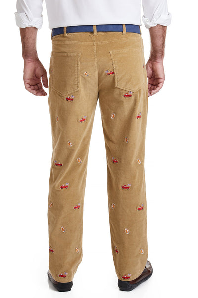 Wayfarer 5-Pocket 21 Wale Cord Khaki with Tailgate MENS EMBROIDERED PANTS Castaway Nantucket Island