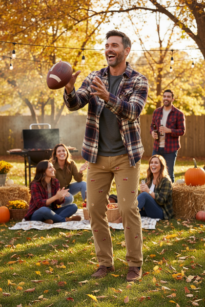 Wayfarer 5-Pocket 21 Wale Cord Khaki with Tailgate MENS EMBROIDERED PANTS Castaway Nantucket Island