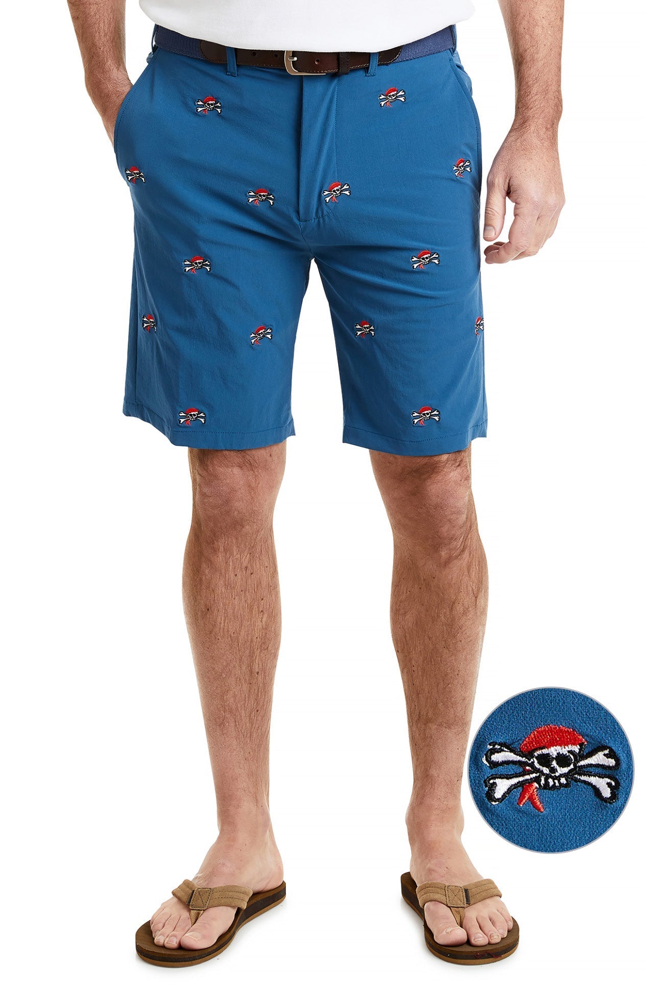 ACKformance Short Abyss Blue with Jolly Roger MENS EMBROIDERED SHORTS Castaway Nantucket Island