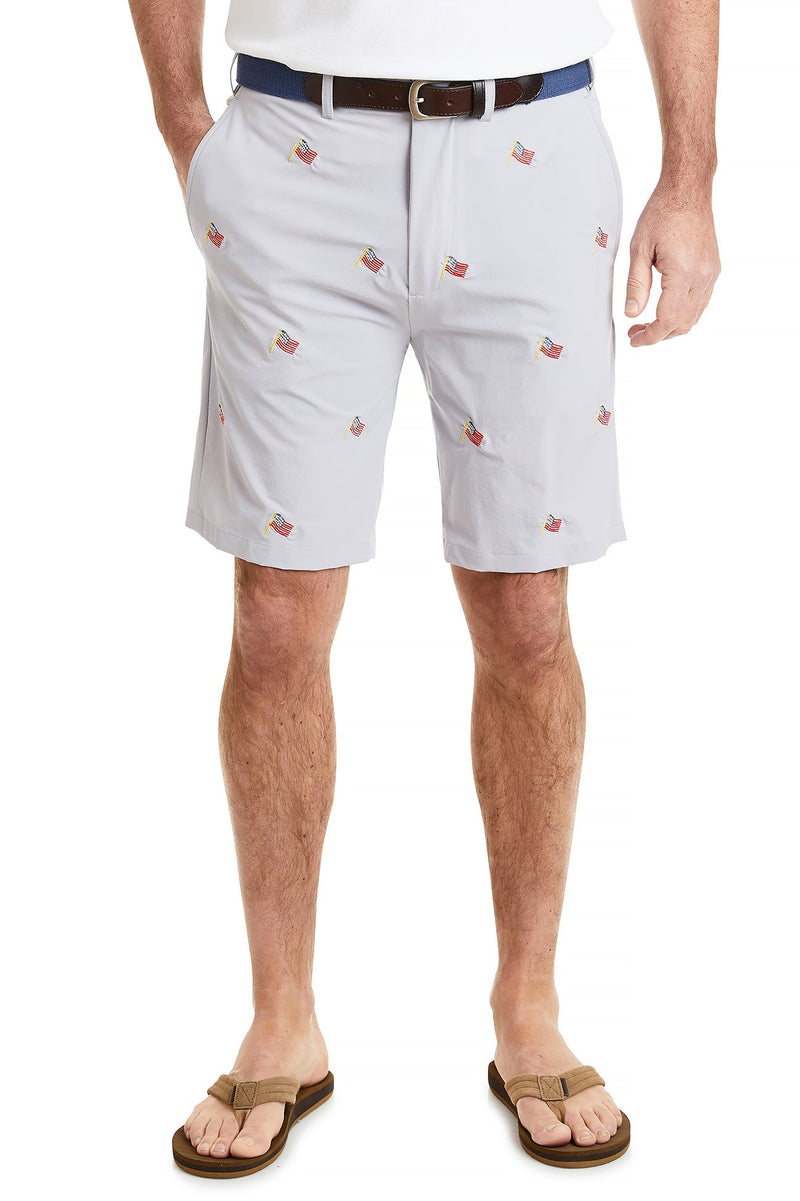 ACKformance Short Cement with USA Flag MENS EMBROIDERED SHORTS Castaway Nantucket Island
