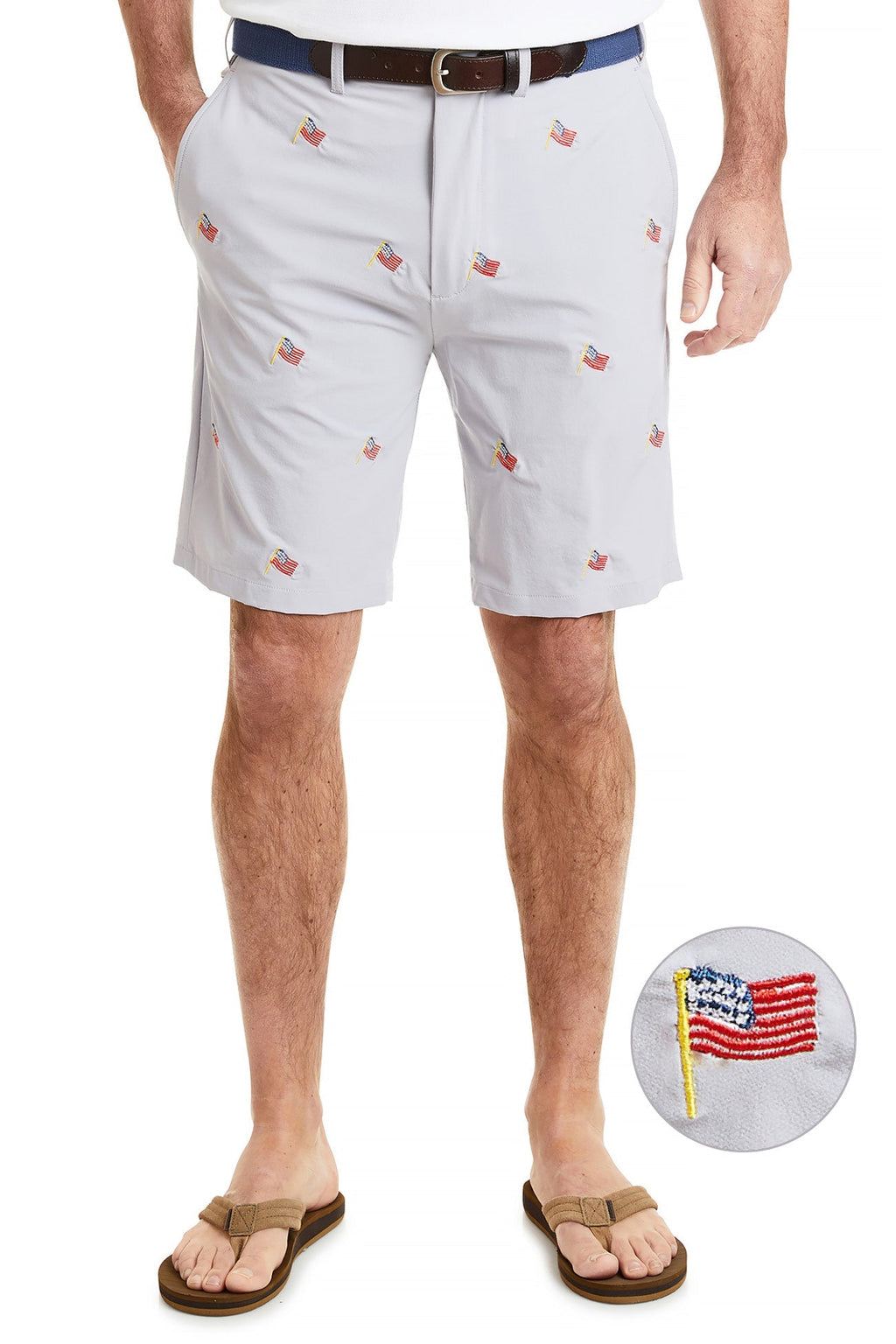 ACKformance Short Cement with USA Flag MENS EMBROIDERED SHORTS Castaway Nantucket Island
