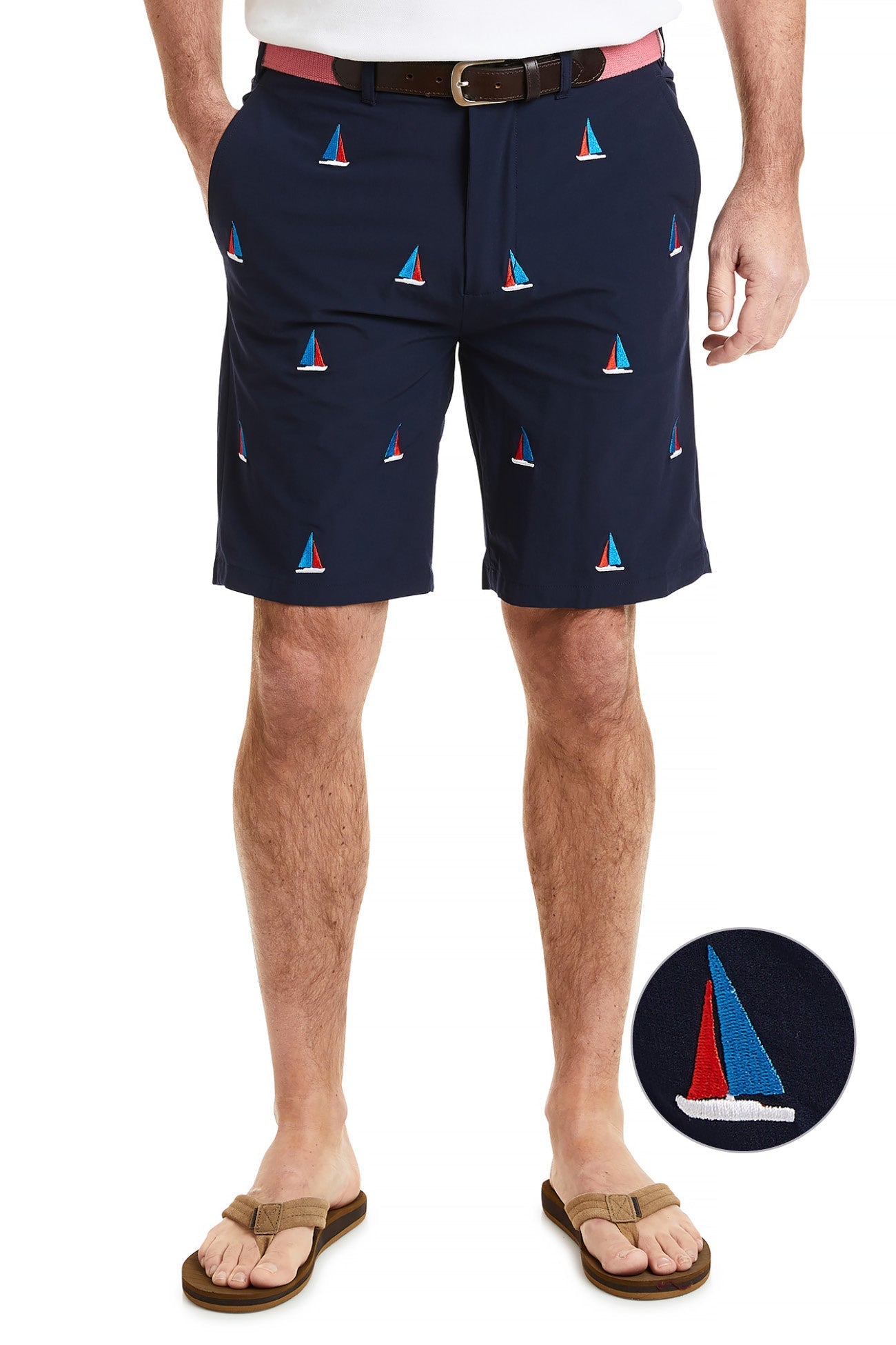 ACKformance Short Nantucket Navy with Americana Sailboat MENS EMBROIDERED SHORTS Castaway Nantucket Island