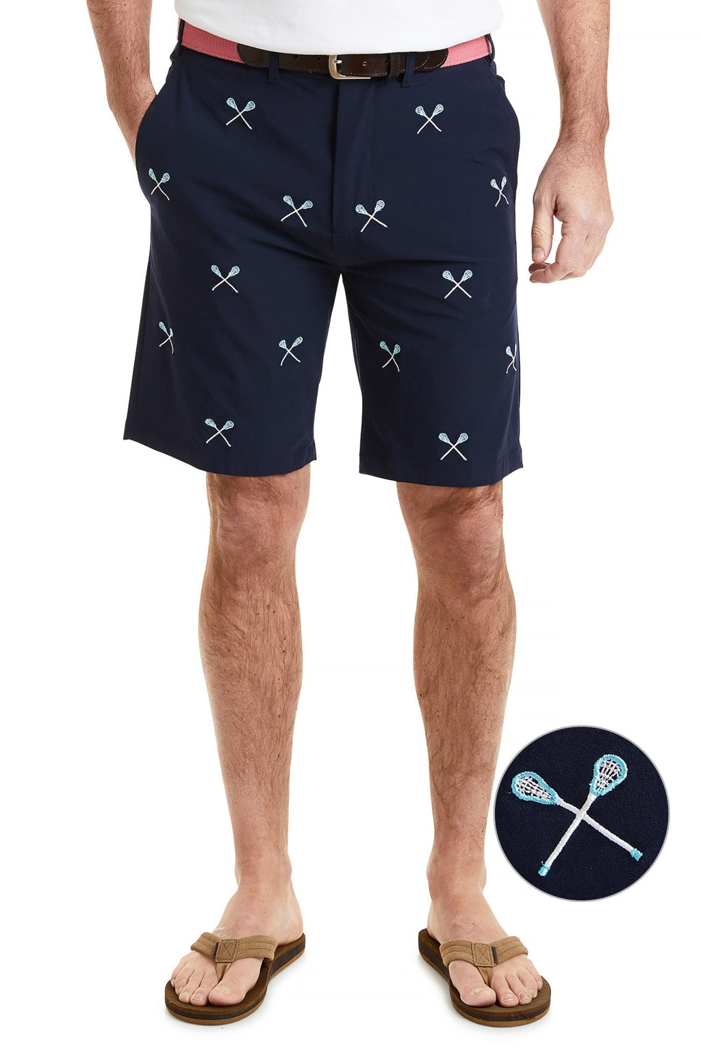 ACKformance Short Nantucket Navy with Lacrosse Sticks MENS EMBROIDERED SHORTS Castaway Nantucket Island
