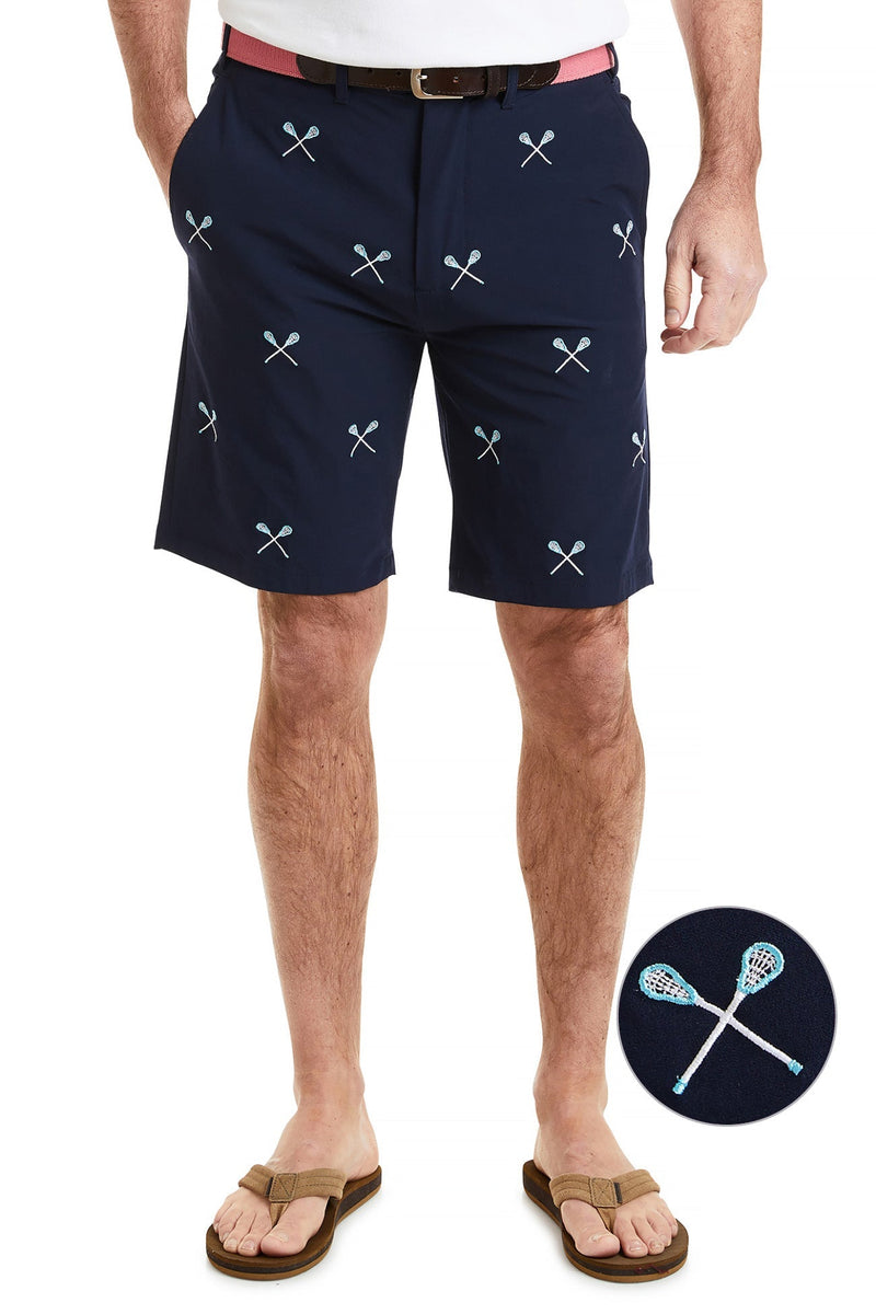 ACKformance Short Nantucket Navy with Lacrosse Sticks MENS EMBROIDERED SHORTS Castaway Nantucket Island