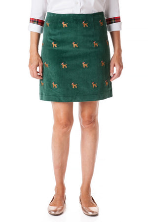 Ali Skirt Corduroy Hunter with Santa Dog - Castaway Nantucket Island