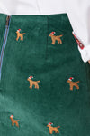 Ali Skirt Corduroy Hunter with Santa Dog - Castaway Nantucket Island