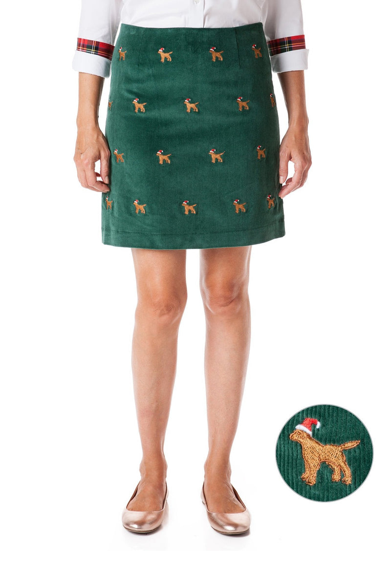 Ali Skirt Corduroy Hunter with Santa Dog - Castaway Nantucket Island