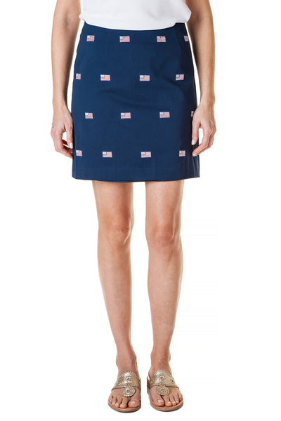 Ali Skirt Nantucket Navy with American Flag 19" - Castaway Nantucket Island