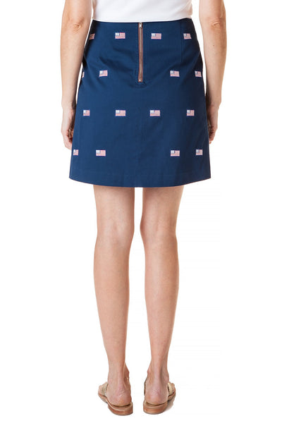 Ali Skirt Nantucket Navy with American Flag 19" - Castaway Nantucket Island