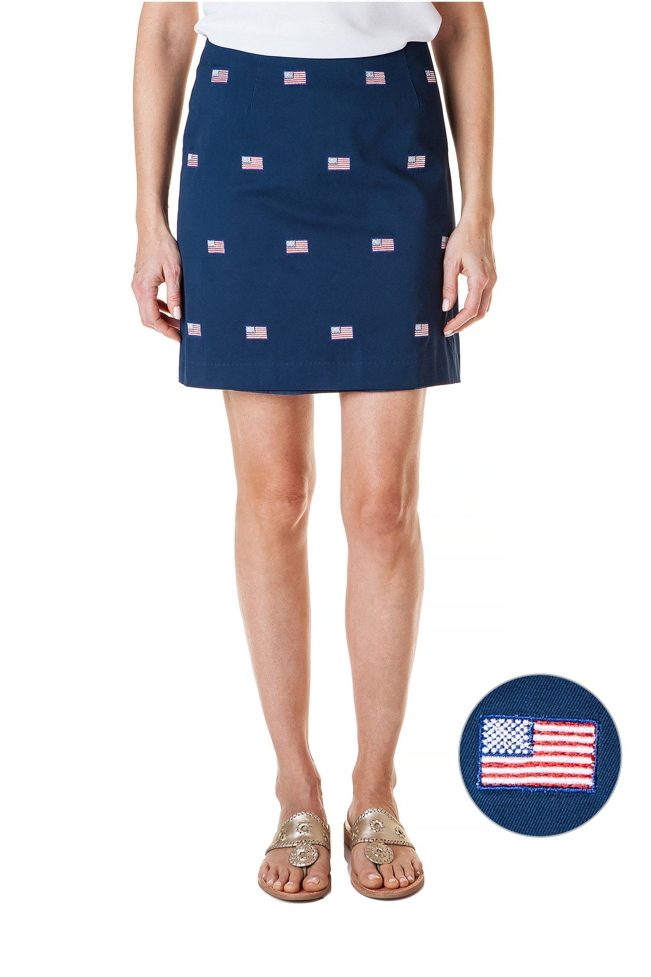 Ali Skirt Nantucket Navy with American Flag 19" - Castaway Nantucket Island