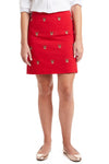 Ali Skirt Stretch Twill Bright Red with Rudolph LADIES SKIRTS Castaway Nantucket Island