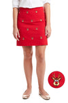 Ali Skirt Stretch Twill Bright Red with Rudolph LADIES SKIRTS Castaway Nantucket Island