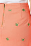 Ali Skirt Stretch Twill Coral with Pot Leaf - Castaway Nantucket Island