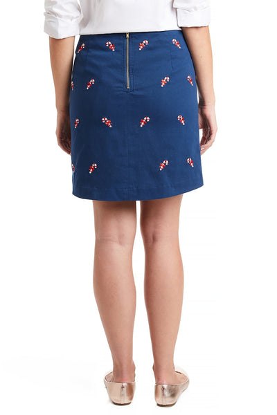 Ali Skirt Stretch Twill Nantucket Navy with Candy Cane LADIES SKIRTS Castaway Nantucket Island