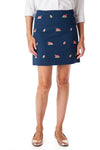 Ali Skirt Stretch Twill Nantucket Navy with Cooked Turkey & Football 19" - Castaway Nantucket Island