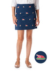 Ali Skirt Stretch Twill Nantucket Navy with Cooked Turkey & Football 19" - Castaway Nantucket Island