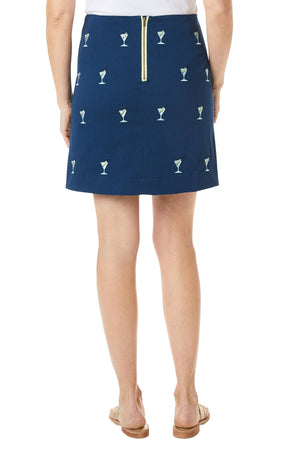 Ali Skirt Stretch Twill Nantucket Navy with Martini - Castaway Nantucket Island