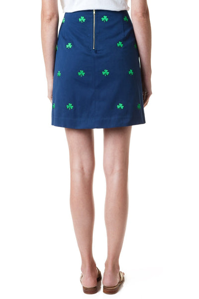 Ali Skirt Stretch Twill Navy with Shamrock 19" - Castaway Nantucket Island