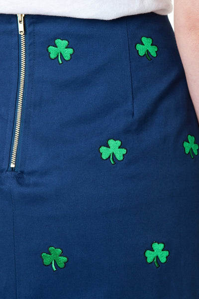 Ali Skirt Stretch Twill Navy with Shamrock 19" - Castaway Nantucket Island