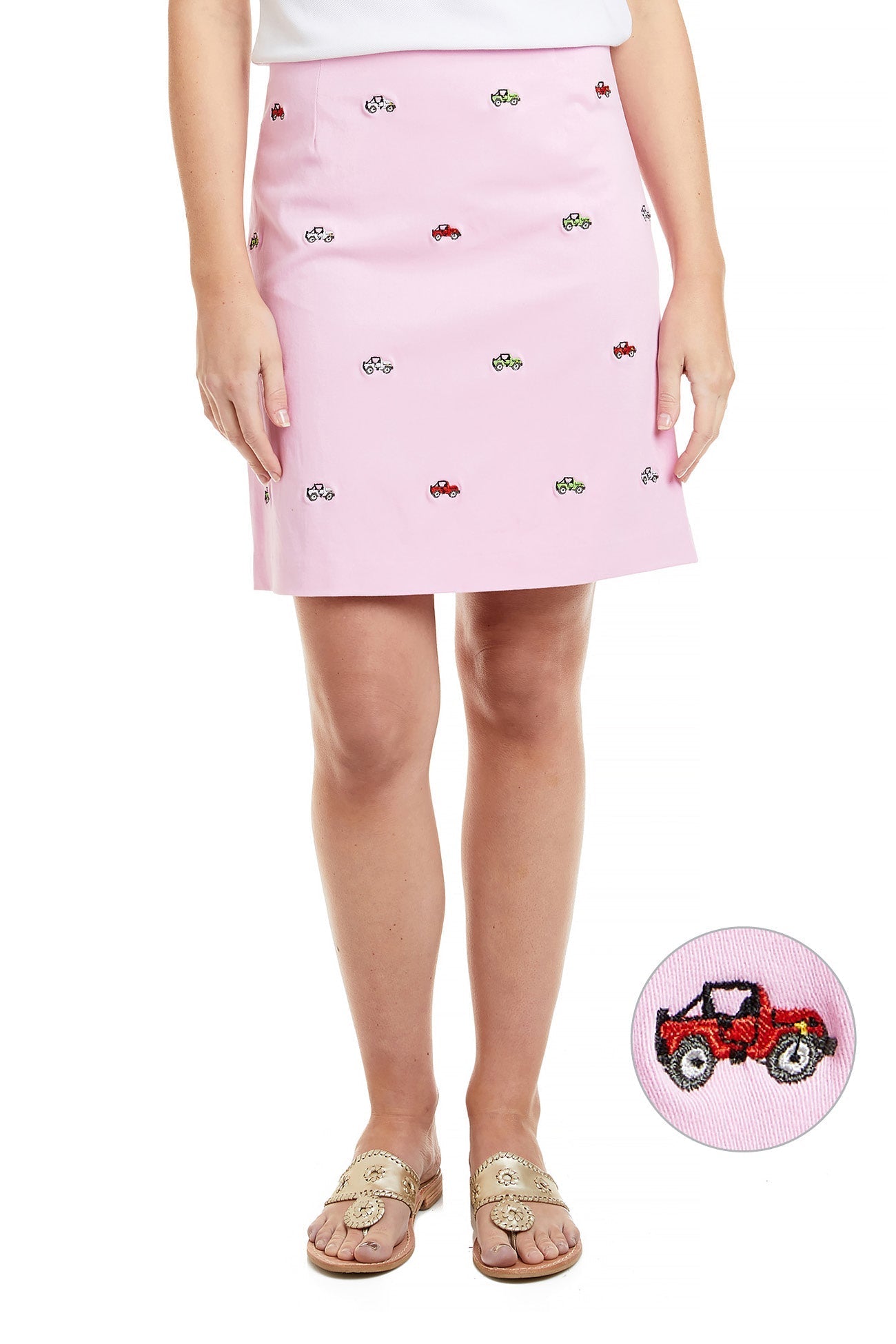 Ali Skirt Stretch Twill Pink with Jeeps LADIES SKIRTS Castaway Nantucket Island