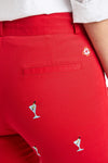 Ankle Capri Stretch Twill Bright Red with Martini LADIES PANT Castaway Nantucket Island