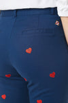 Ankle Capri Stretch Twill Nantucket Navy with Hearts - Castaway Nantucket Island