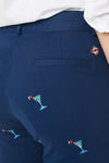 Ankle Capri Stretch Twill Nantucket Navy with Martini Candy Cane - Castaway Nantucket Island