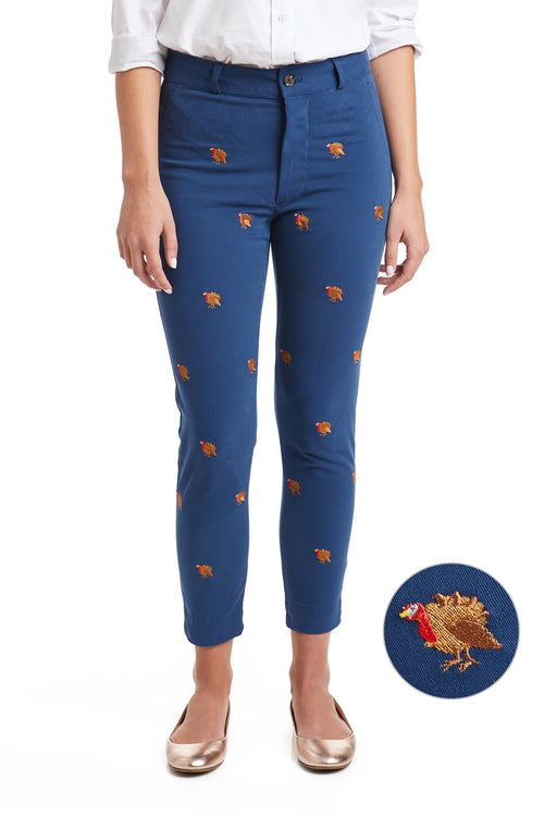 Ankle Capri Stretch Twill Nantucket Navy with Turkey LADIES PANT