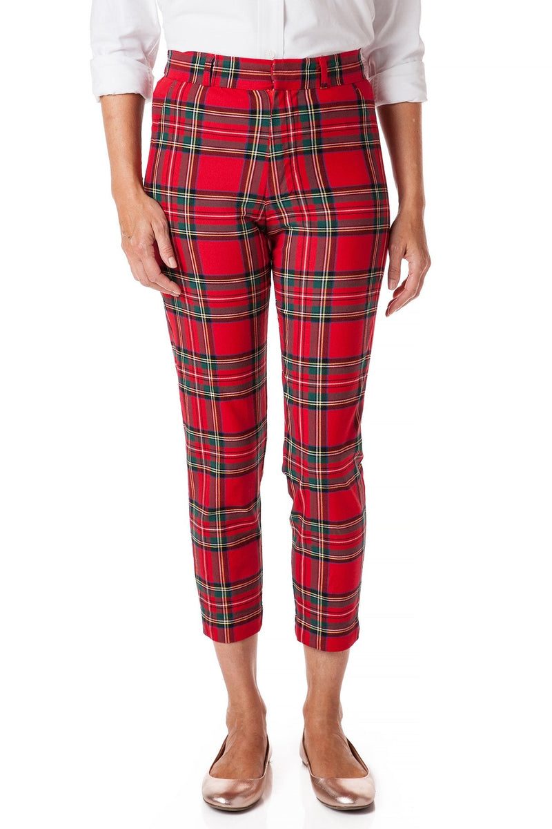 Ankle Capri Stretch Twill Royal Stewart Tartan Plaid - Castaway Nantucket Island