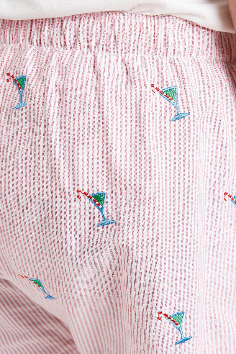 Barefoot Boxer Oxford Red Stripe with Martini Candy Cane CASTAWAY BOXERS Castaway Nantucket Island
