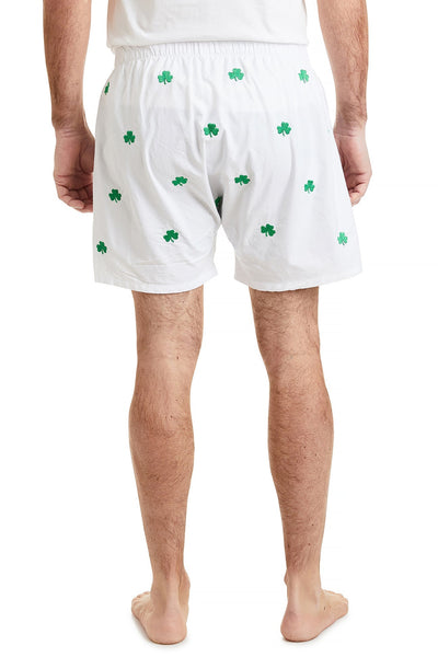 Barefoot Boxer White Oxford with Shamrock CASTAWAY BOXERS Castaway Nantucket Island