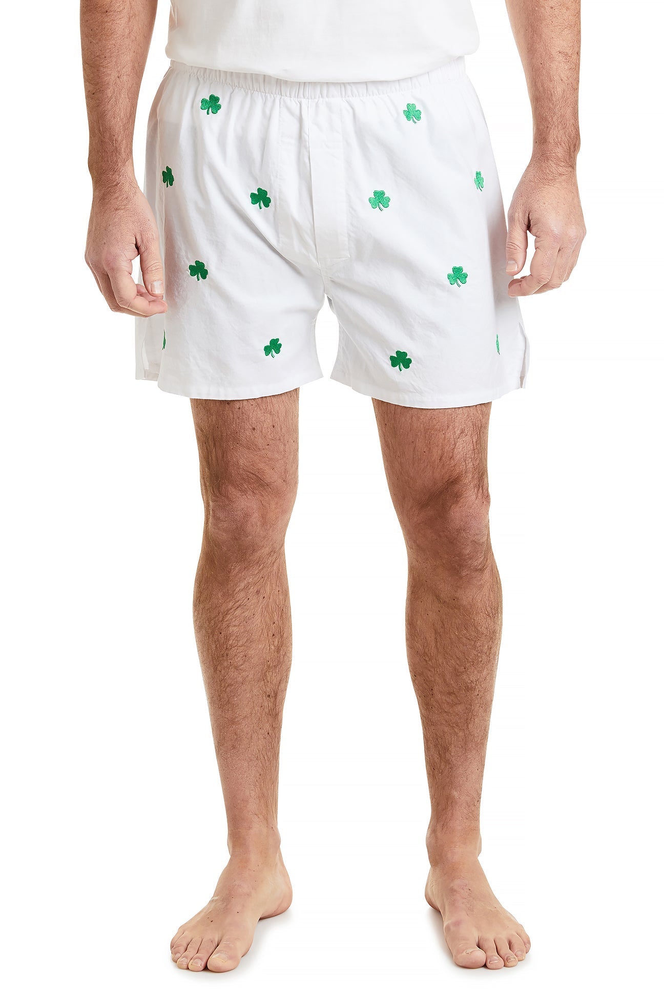 Barefoot Boxer White Oxford with Shamrock CASTAWAY BOXERS Castaway Nantucket Island