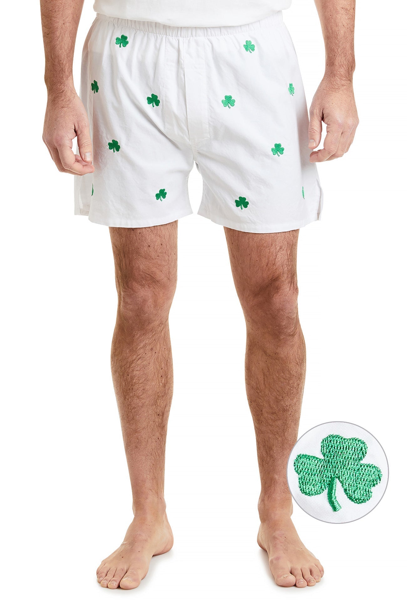 Barefoot Boxer White Oxford with Shamrock CASTAWAY BOXERS Castaway Nantucket Island