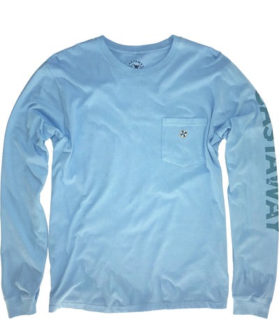 Beach Tee Long Sleeve Azure Castaway - POLOS & TEES - Castaway Nantucket Island