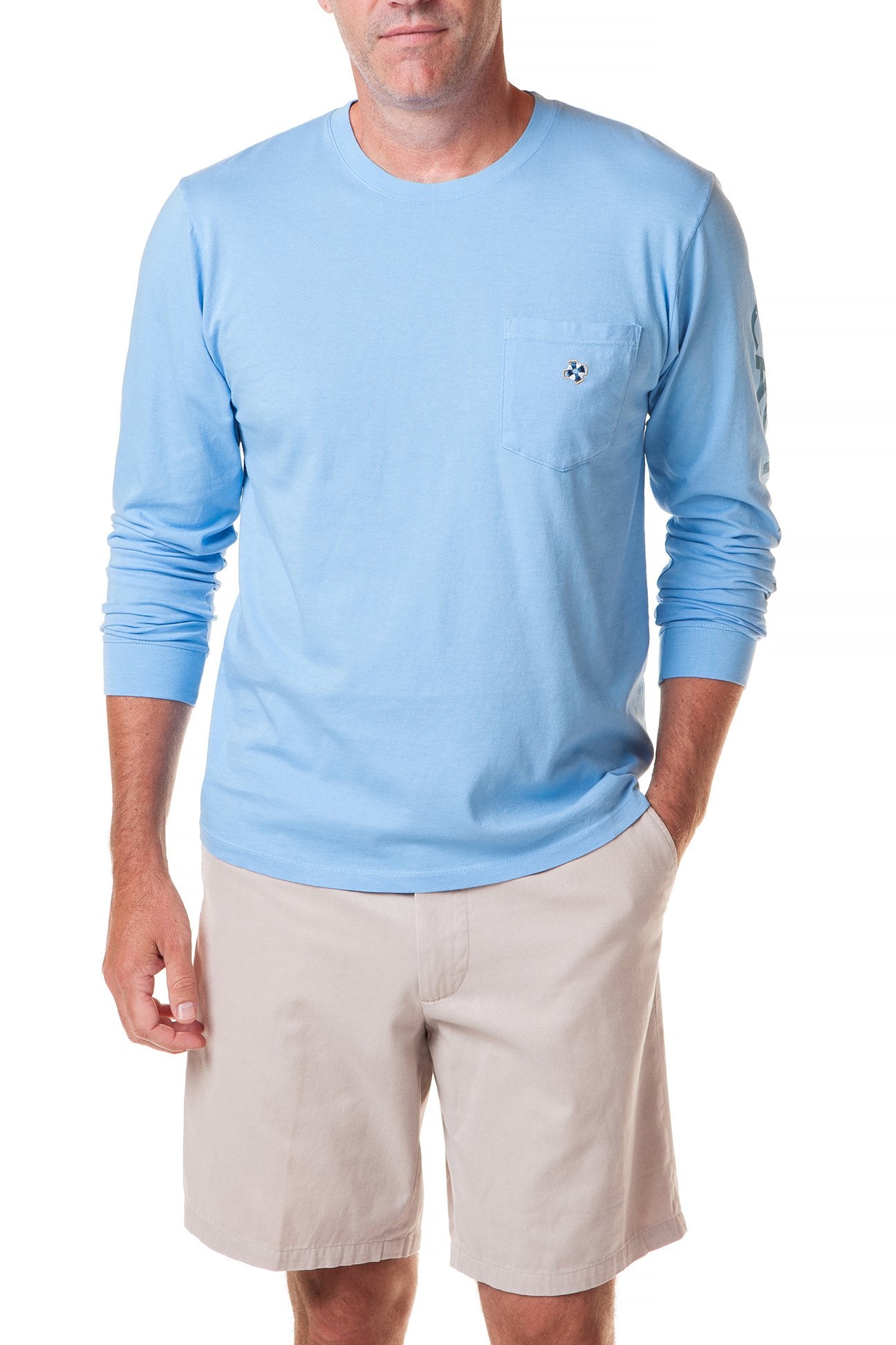Beach Tee Long Sleeve Azure Castaway - POLOS & TEES - Castaway Nantucket Island