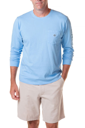 Beach Tee Long Sleeve Azure Castaway - POLOS & TEES - Castaway Nantucket Island