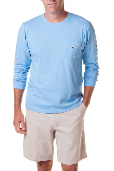 Beach Tee Long Sleeve Azure Castaway - POLOS & TEES - Castaway Nantucket Island