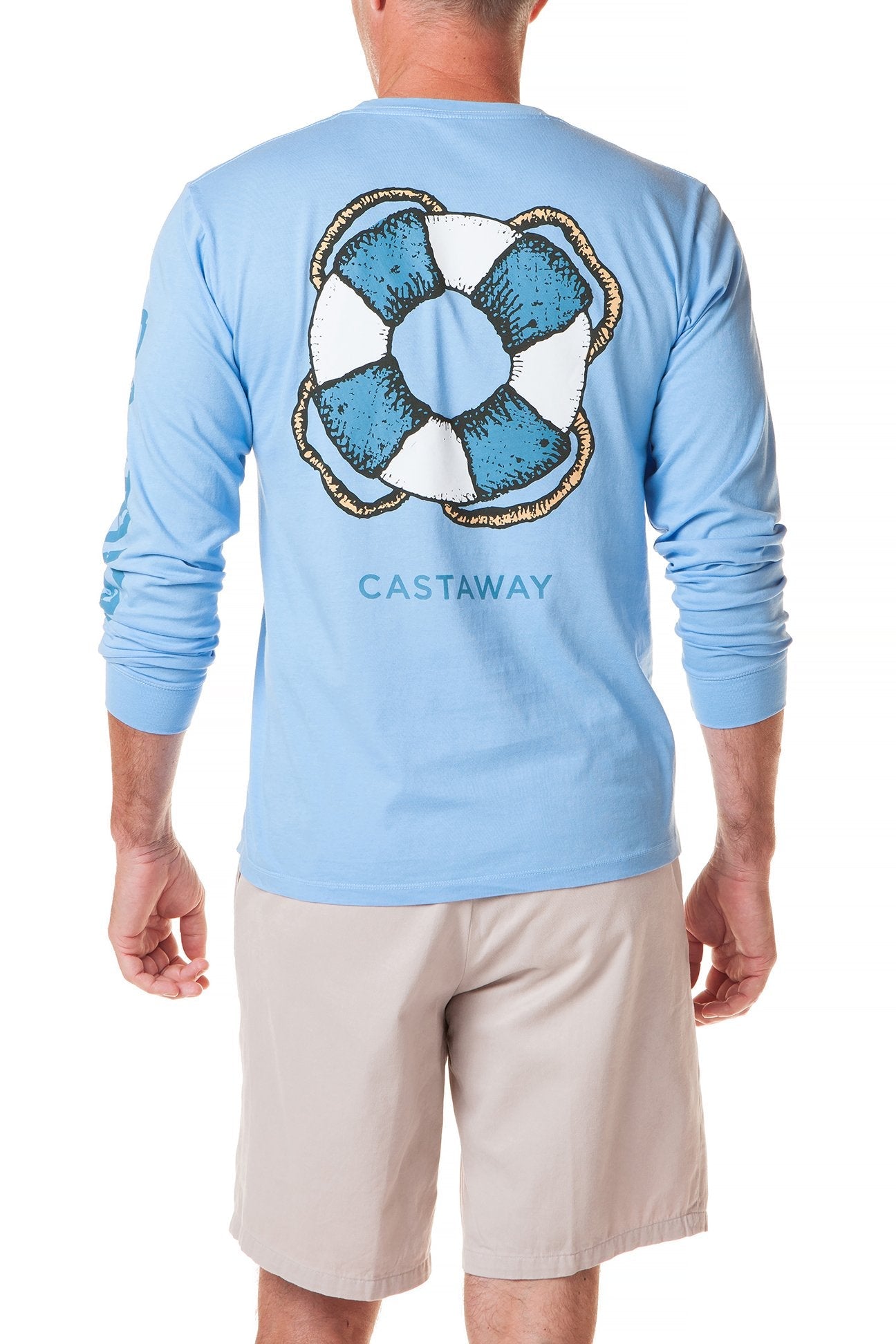 Beach Tee Long Sleeve Azure Castaway - POLOS & TEES - Castaway Nantucket Island