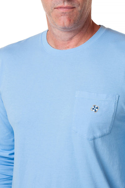 Beach Tee Long Sleeve Azure Castaway - POLOS & TEES - Castaway Nantucket Island