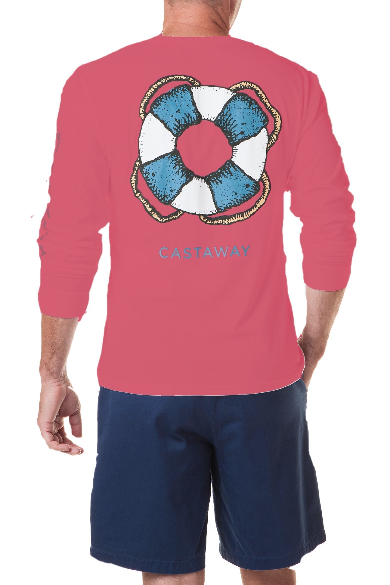 Beach Tee Long Sleeve Cardinal Red Castaway POLOS & TEES Castaway Nantucket Island