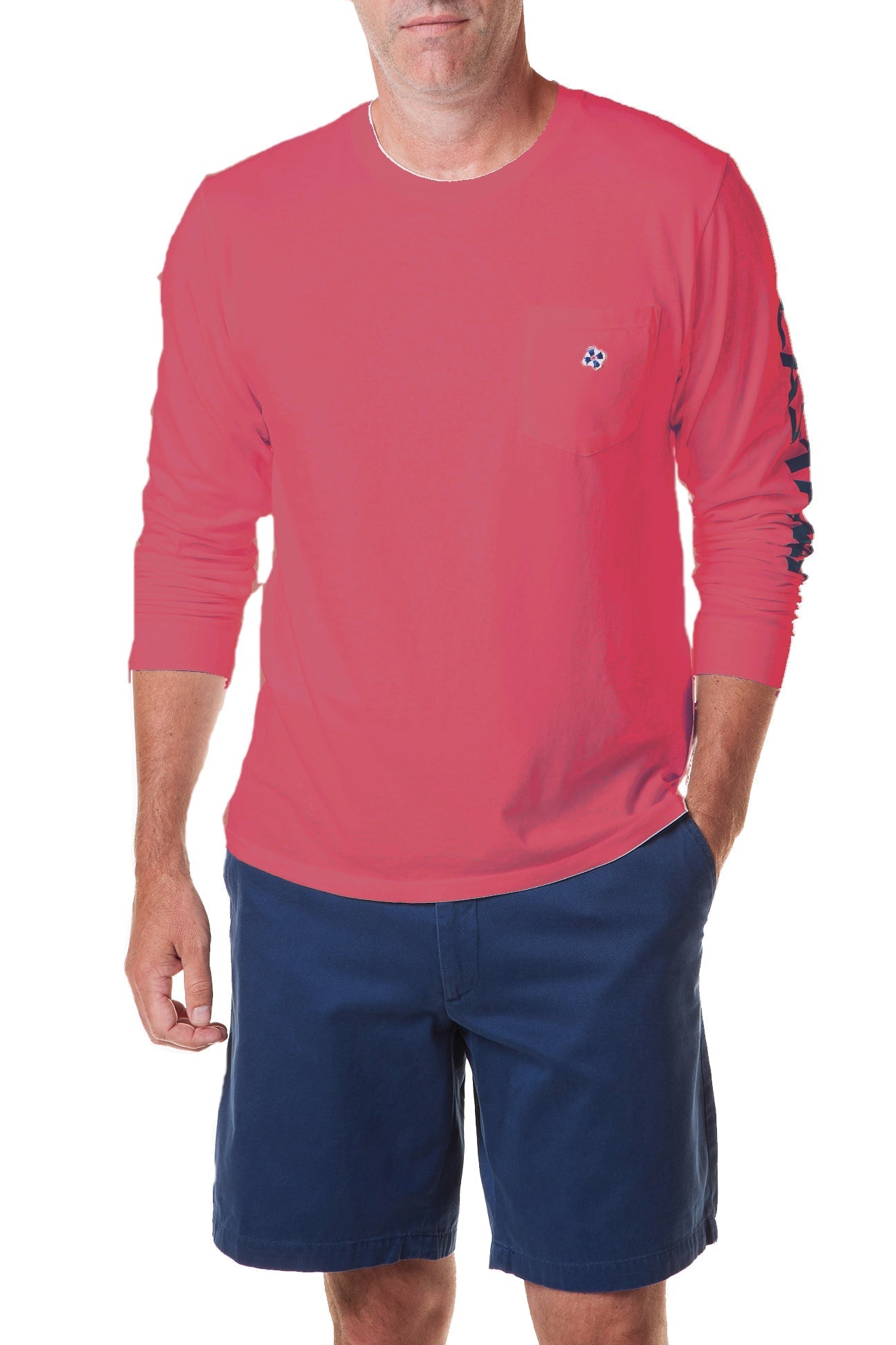 Beach Tee Long Sleeve Cardinal Red Castaway POLOS & TEES Castaway Nantucket Island