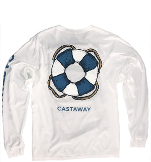 Beach Tee Long Sleeve White Castaway - POLOS & TEES - Castaway Nantucket Island
