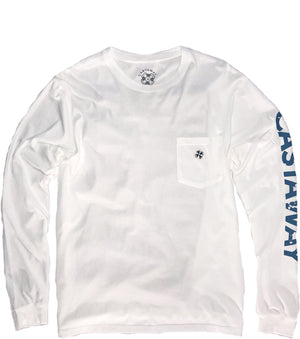 Beach Tee Long Sleeve White Castaway - POLOS & TEES - Castaway Nantucket Island
