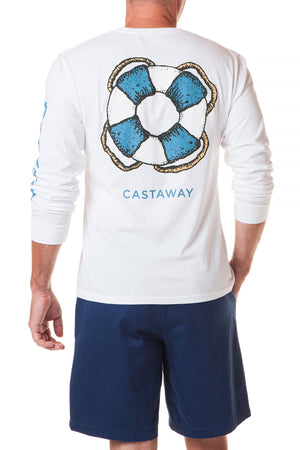 Beach Tee Long Sleeve White Castaway - POLOS & TEES - Castaway Nantucket Island