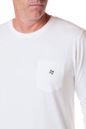 Beach Tee Long Sleeve White Castaway - POLOS & TEES - Castaway Nantucket Island