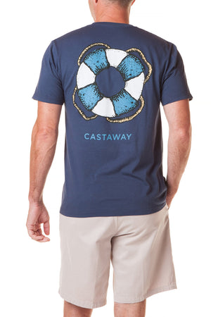 Beach Tee Navy Castaway - POLOS & TEES - Castaway Nantucket Island